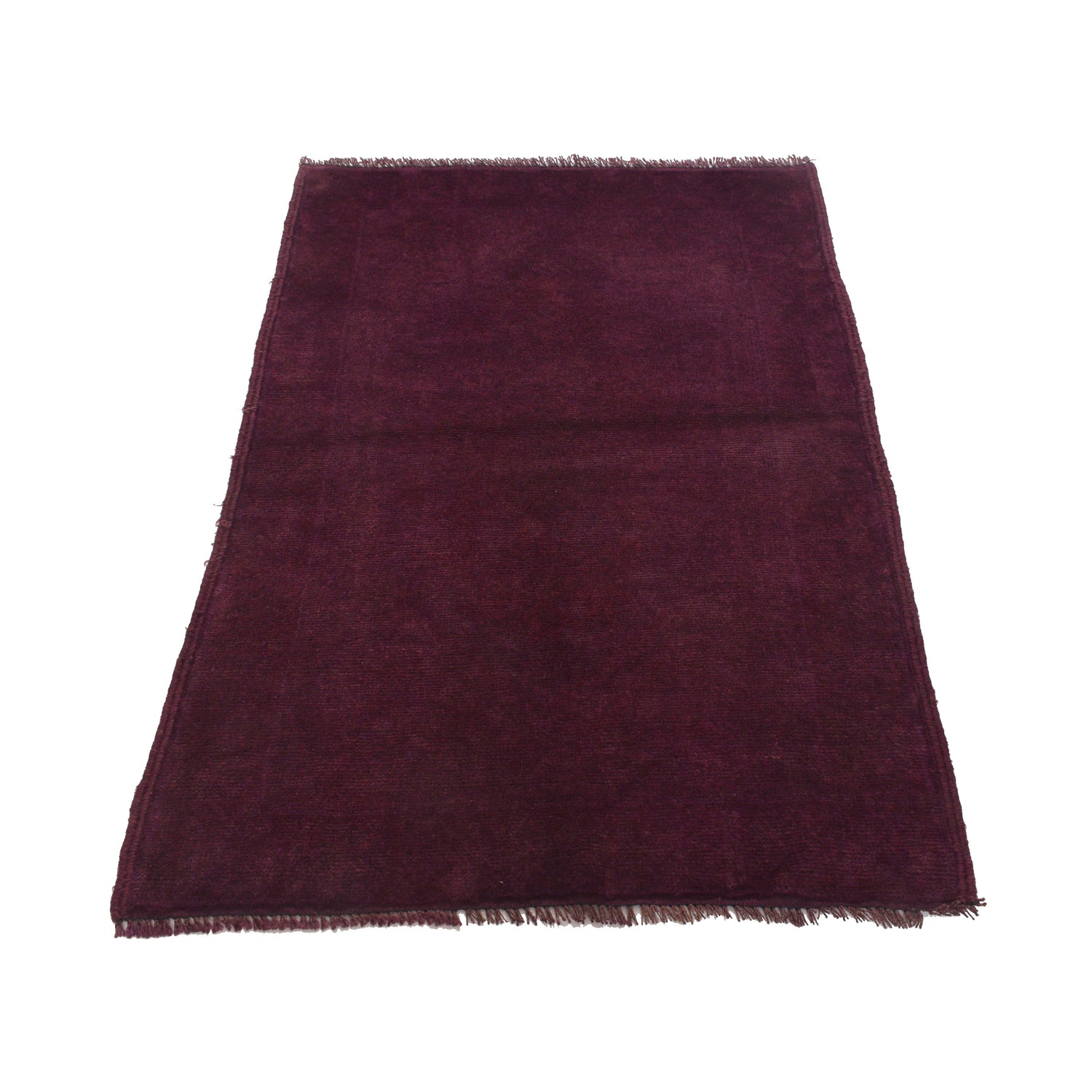 Overdyed Area Rug Handmade Purple Geometric 2x4 ft