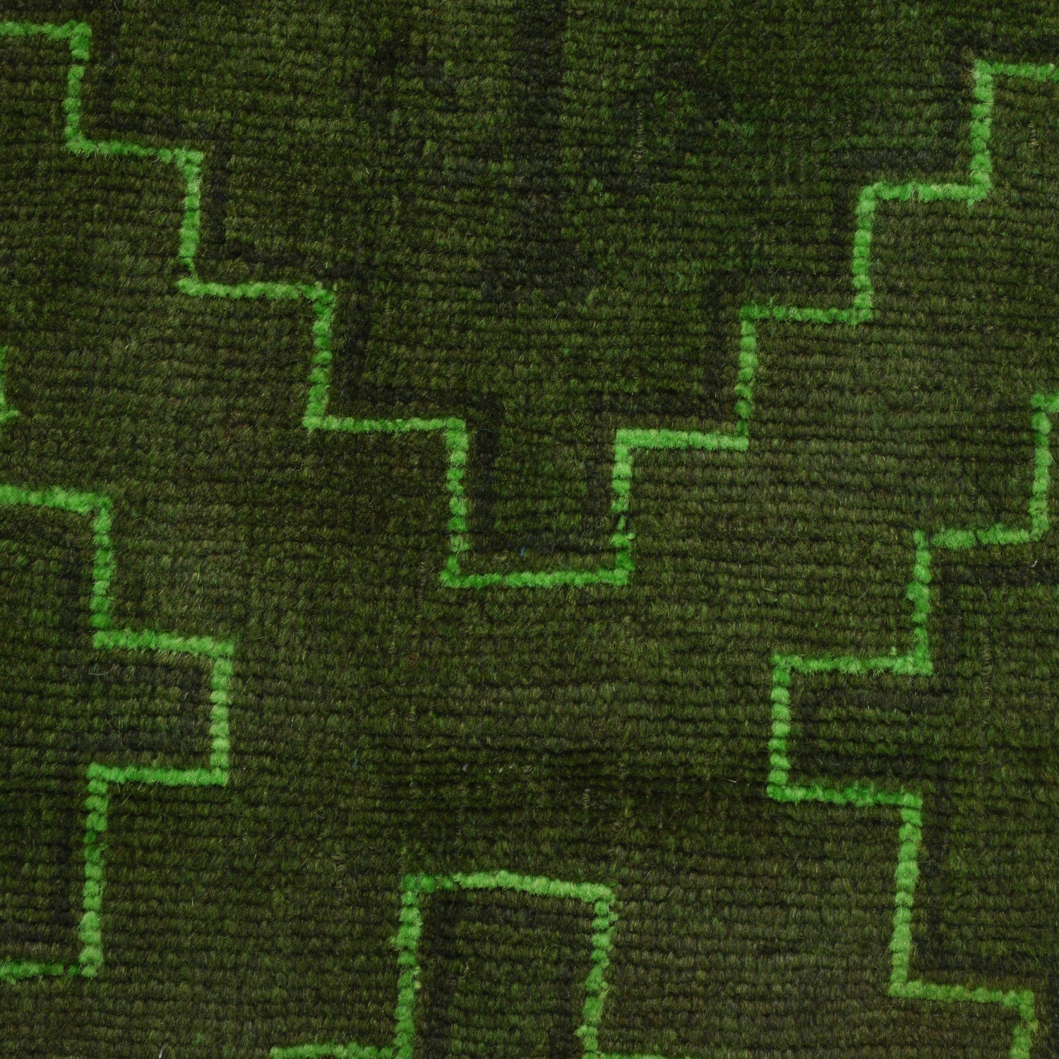 Overdyed Area Rug Handmade Green Geometric 2x4 ft