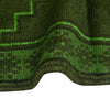 Overdyed Area Rug Handmade Green Geometric 2x4 ft