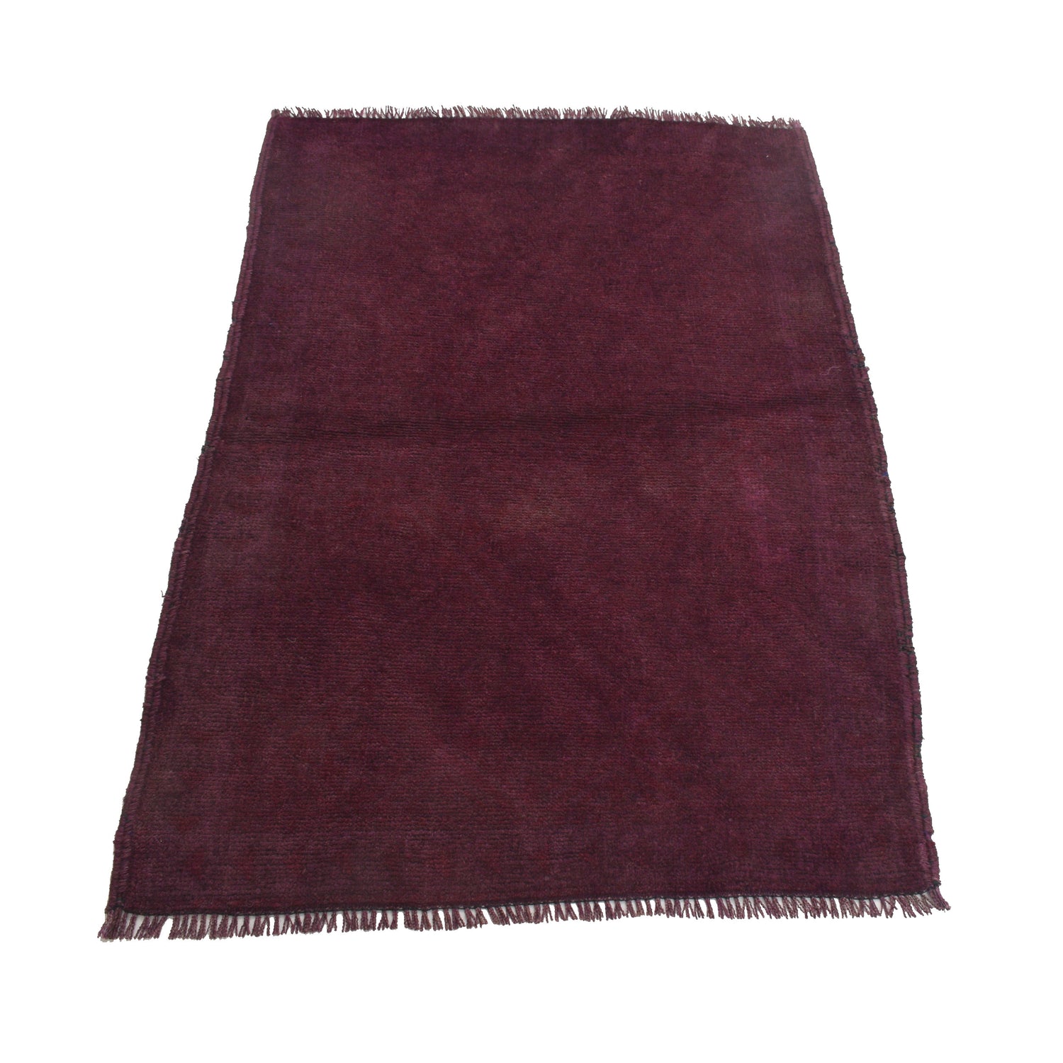 Overdyed Area Rug Handmade Purple Geometric 3x5 ft