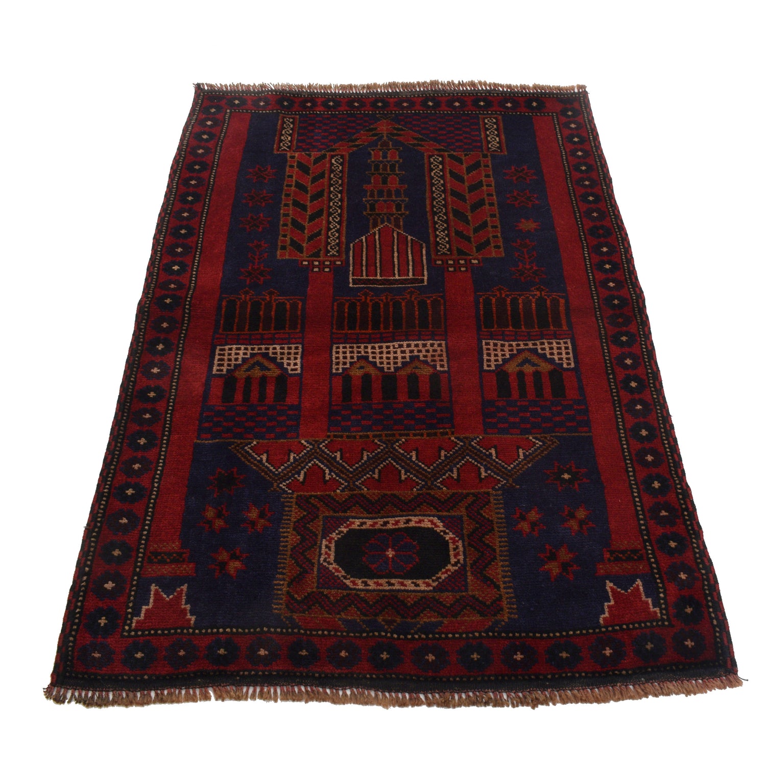 Baluchi Rug Handmade Multi Prayer Design 3x5 ft