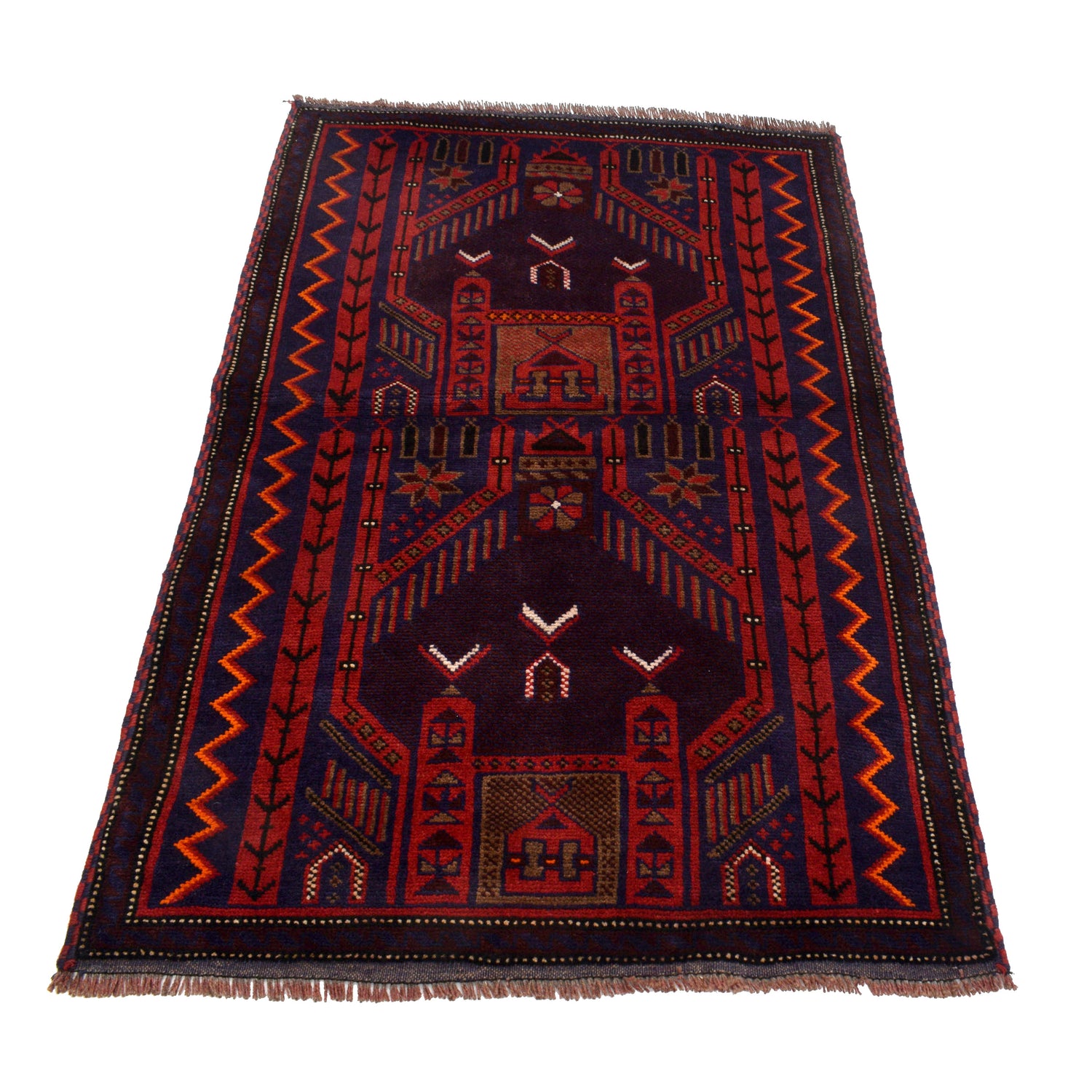 Baluchi Rug Handmade Red Prayer Design 3x5 ft