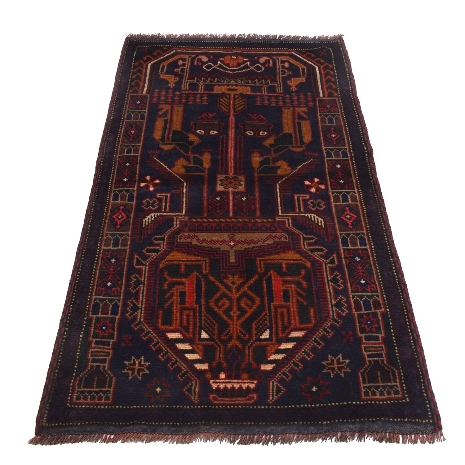 Baluchi Rug Handmade Multi Prayer Design 3x5 ft