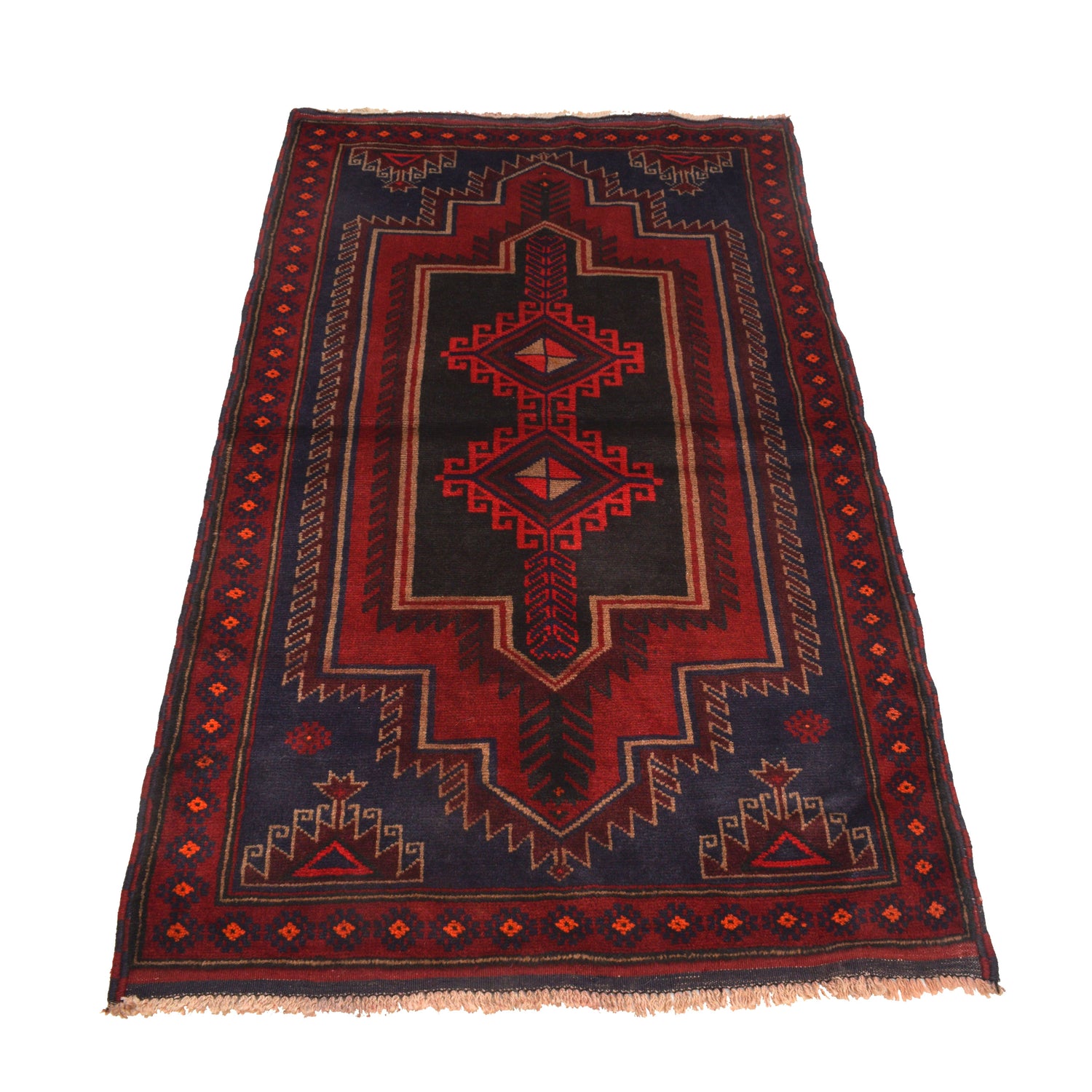 Baluchi Rug Handmade Multi Geometric 3x5 ft