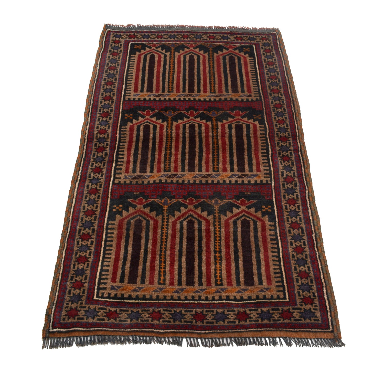 Baluchi Rug Handmade Multi Prayer Design 3x5 ft