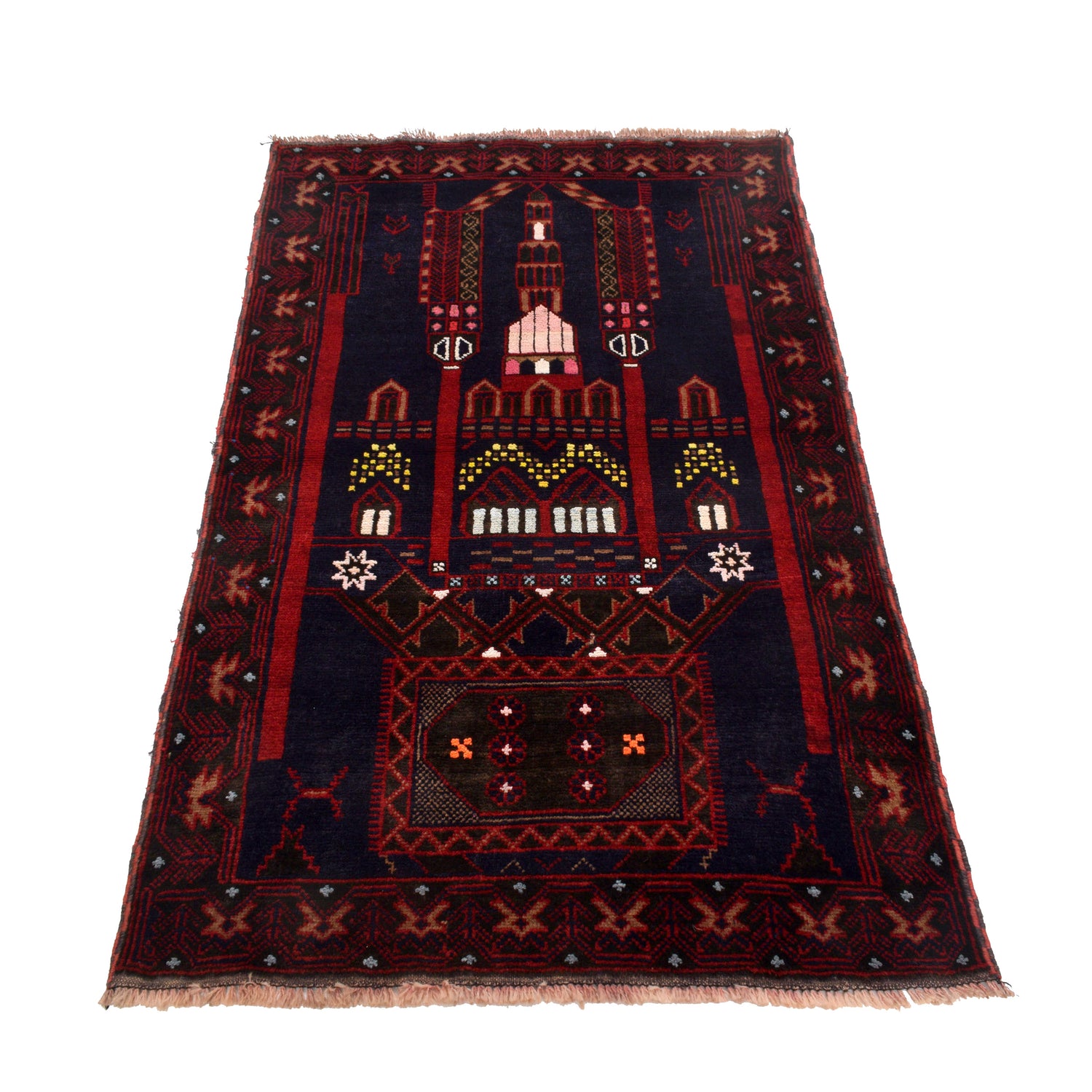 Baluchi Rug Handmade Multi Prayer Design 3x5 ft