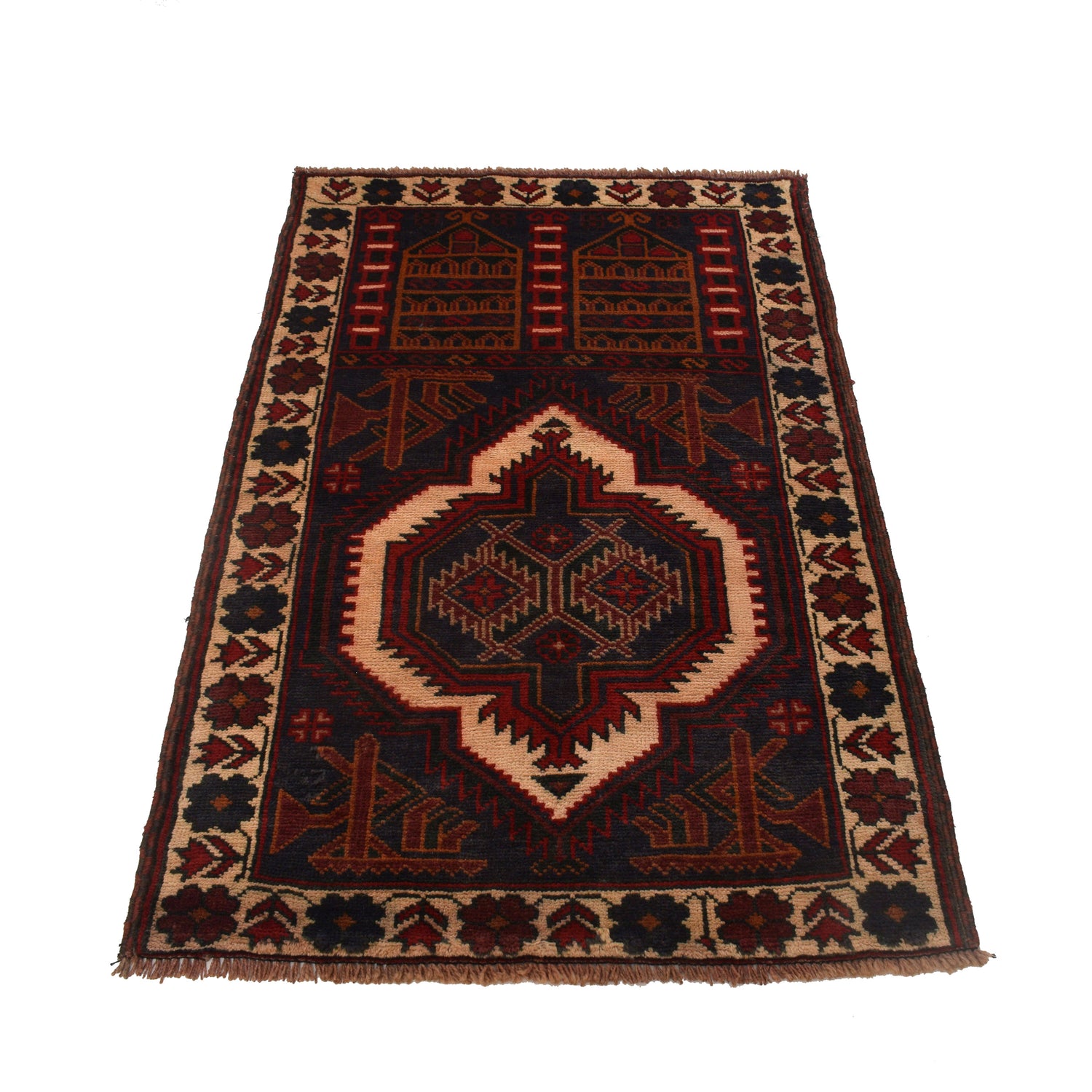 Baluchi Rug Handmade Multi Prayer Design 3x5 ft