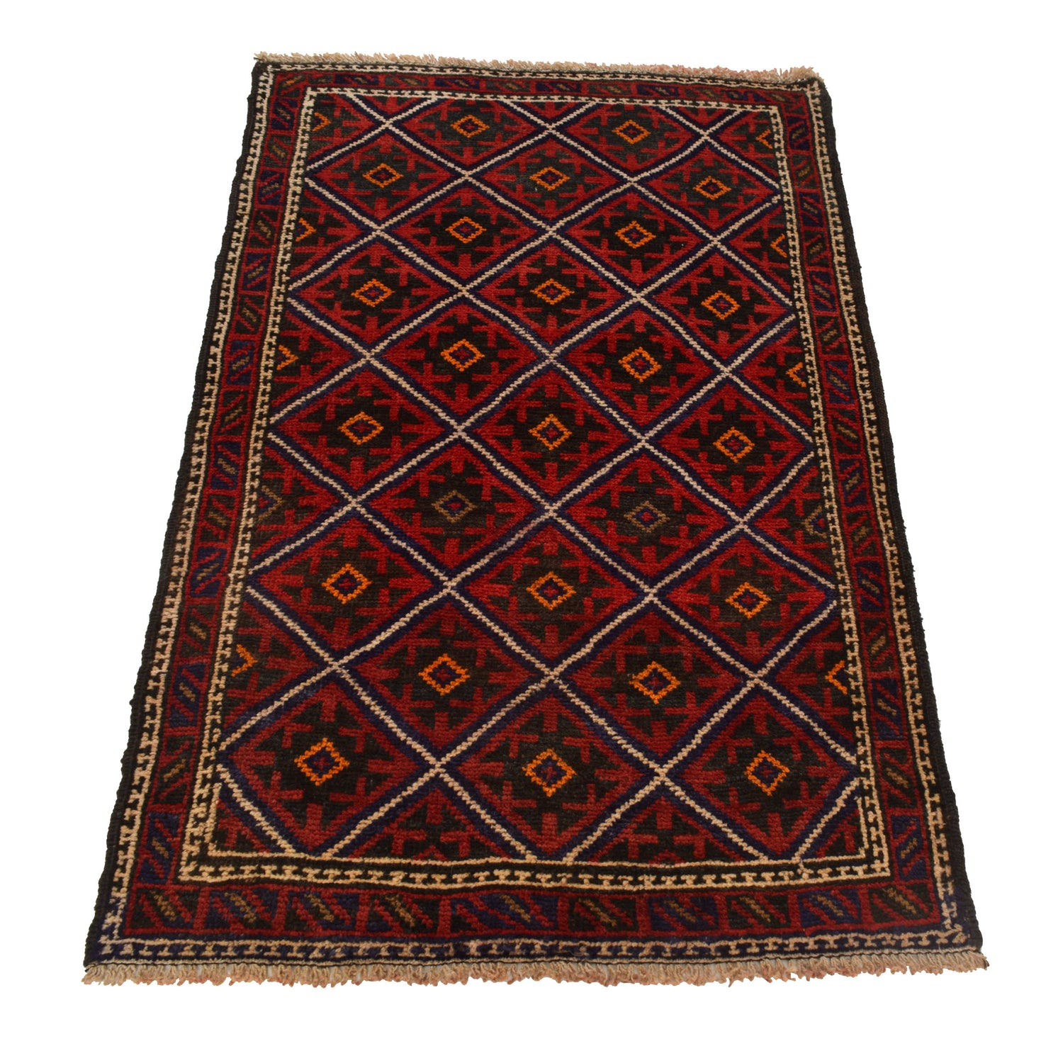 Baluchi Rug Handmade Red Floral 2x4 ft