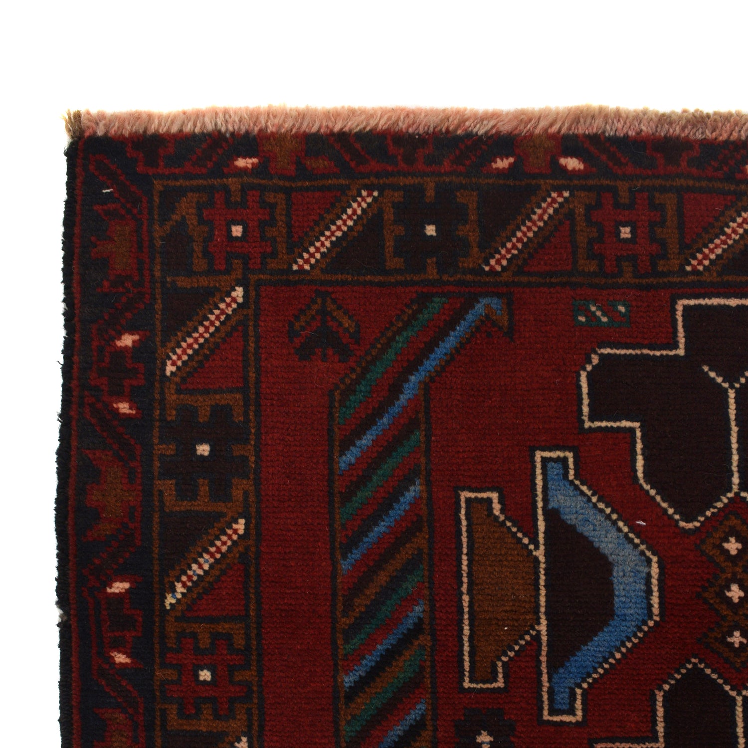 Baluchi Rug Handmade Red Geometric 2x4 ft