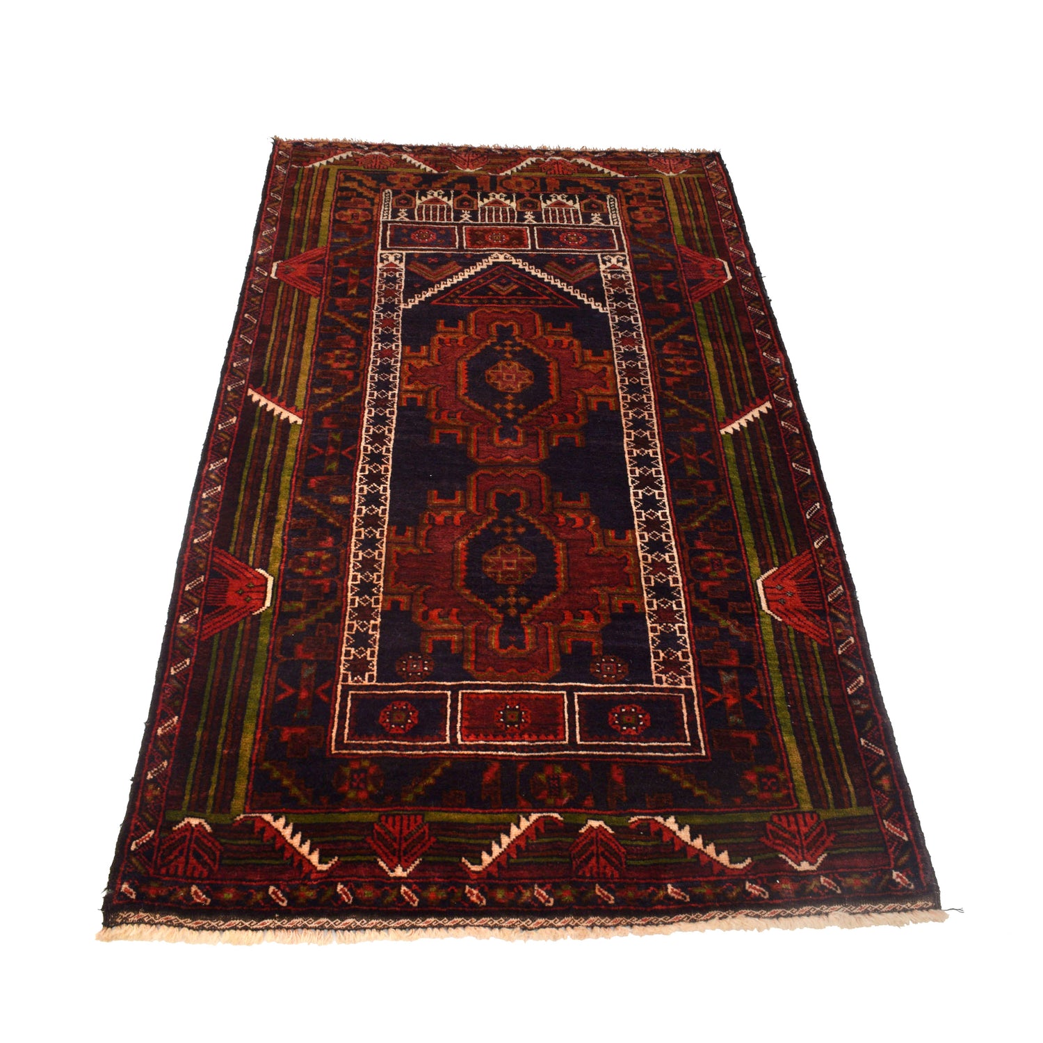 Baluchi Rug Handmade Multi Prayer Design 3x5 ft