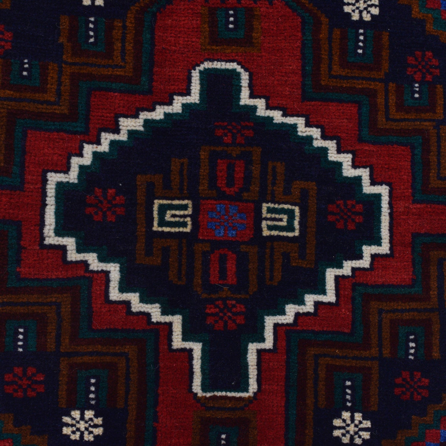 Baluchi Rug Handmade Multi Geometric 3x5 ft