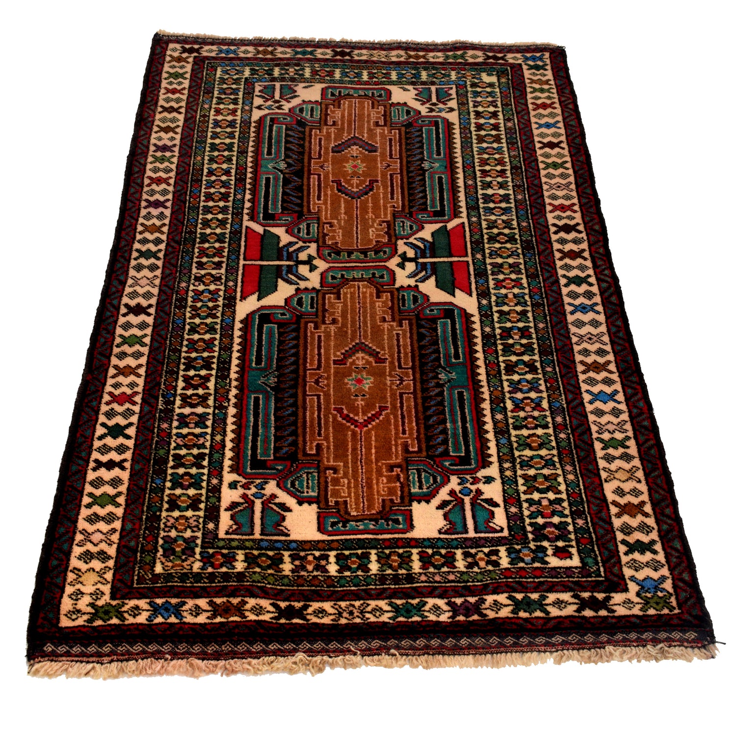 Baluchi Rug Handmade Multi Geometric 3x5 ft