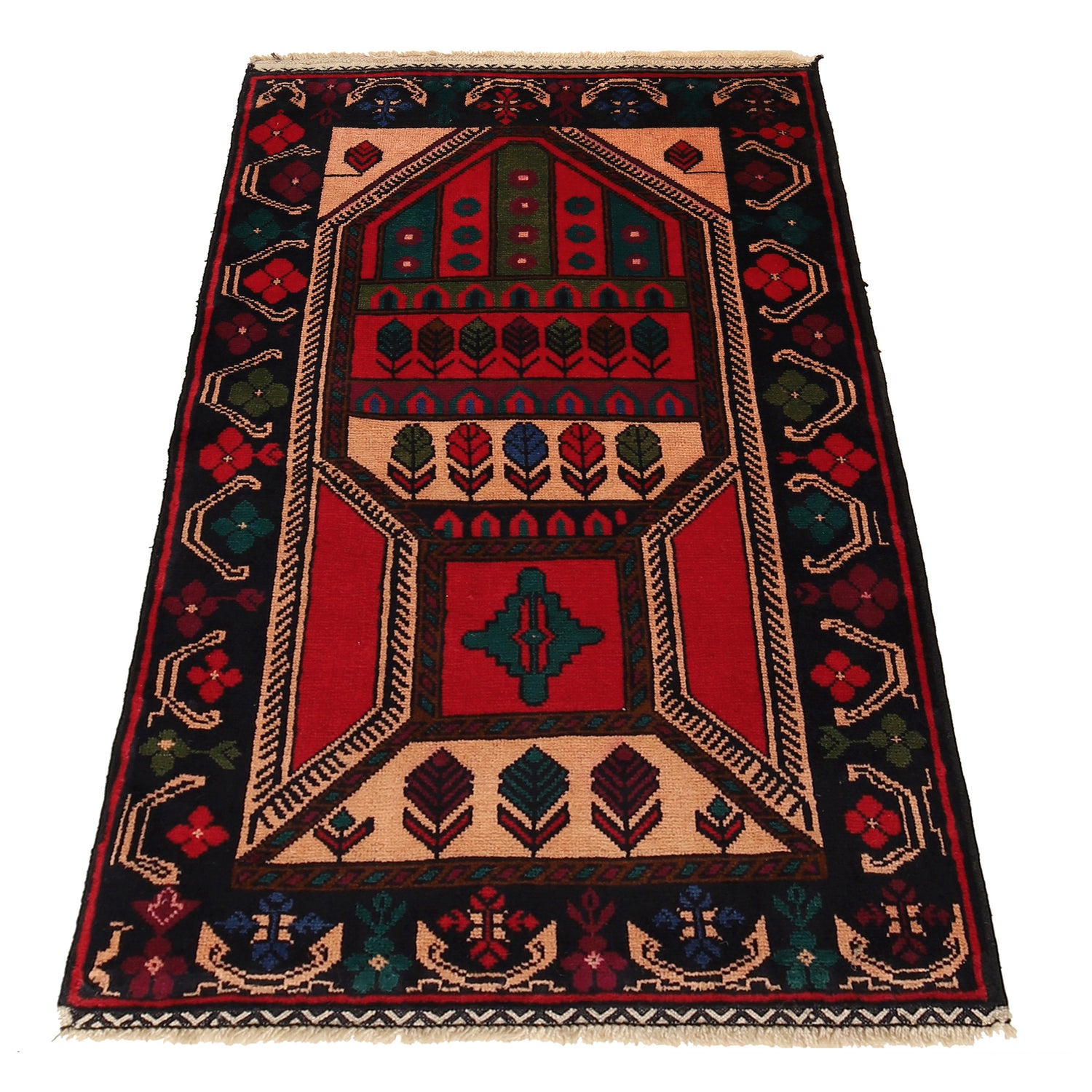 Baluchi Rug Handmade Multi Prayer Design 3x5 ft