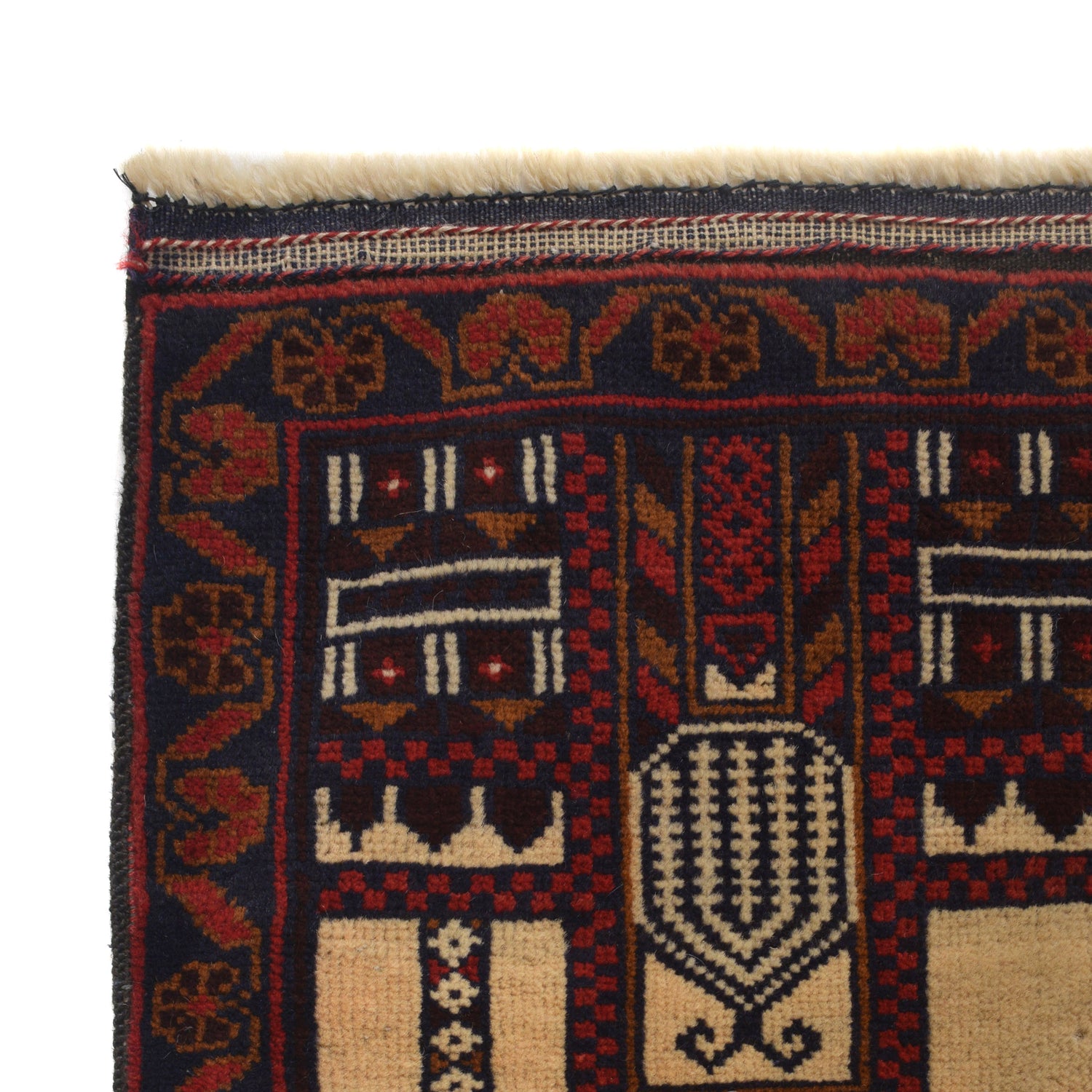 Baluchi Rug Handmade Beige Prayer Design 3x5 ft