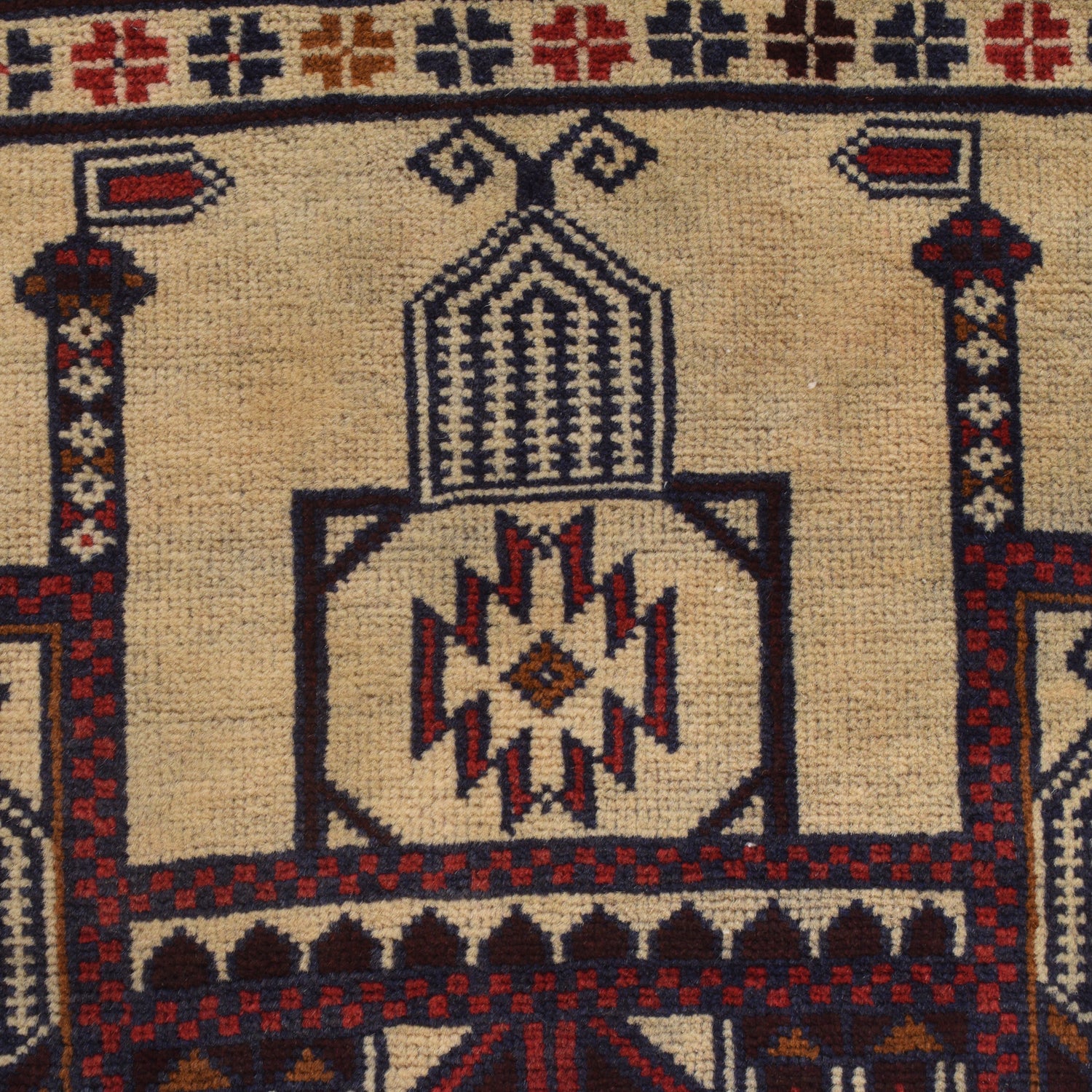 Baluchi Rug Handmade Beige Prayer Design 3x5 ft