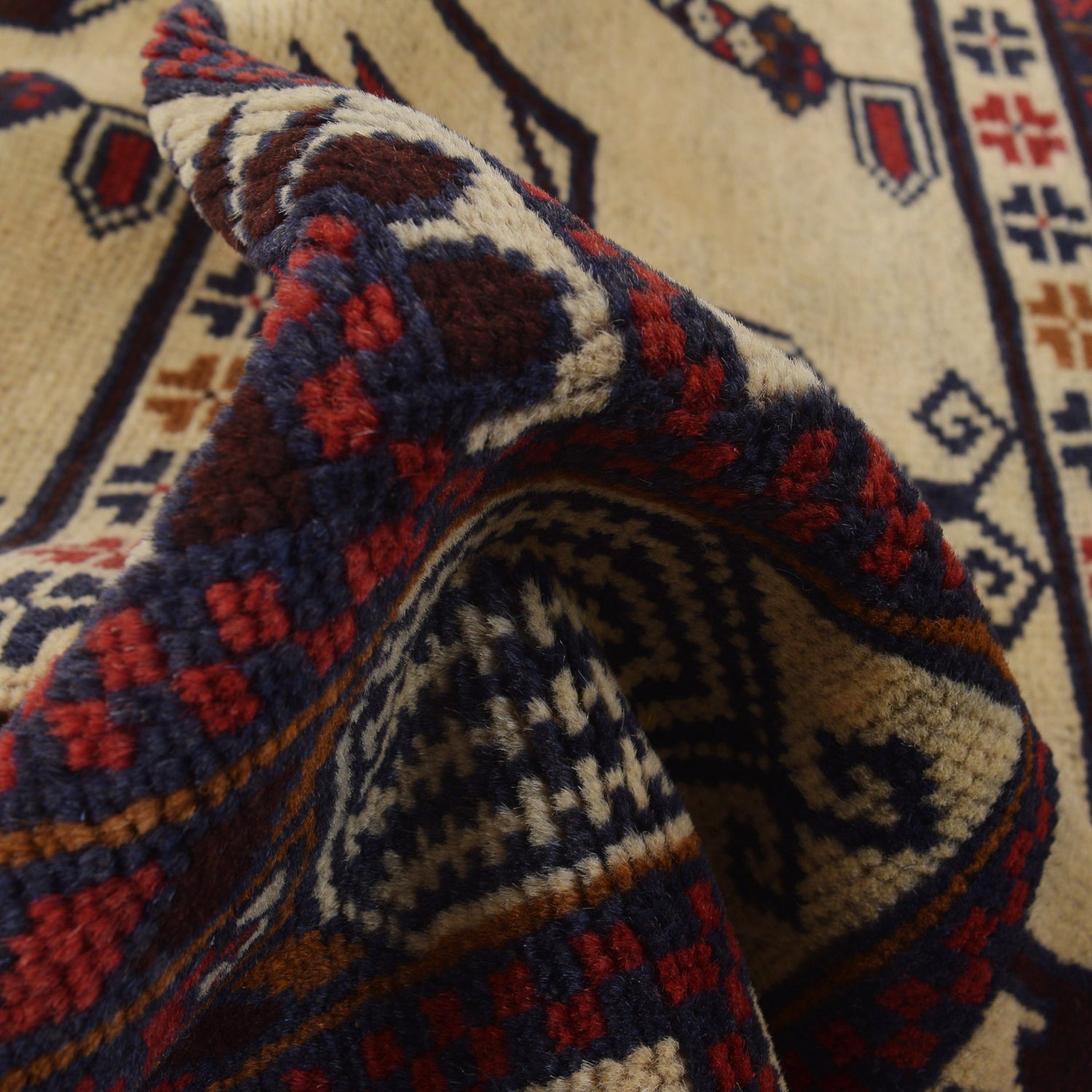 Baluchi Rug Handmade Beige Prayer Design 3x5 ft