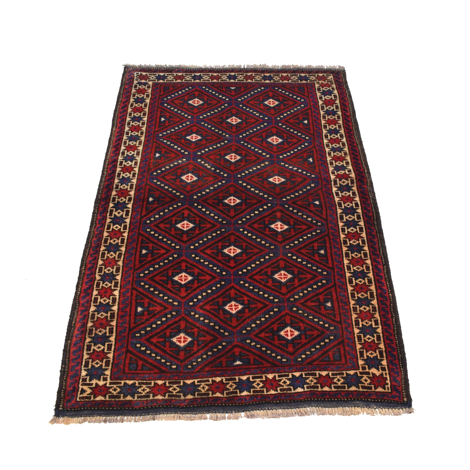 Baluchi Rug Handmade Multi Geometric 3x5 ft