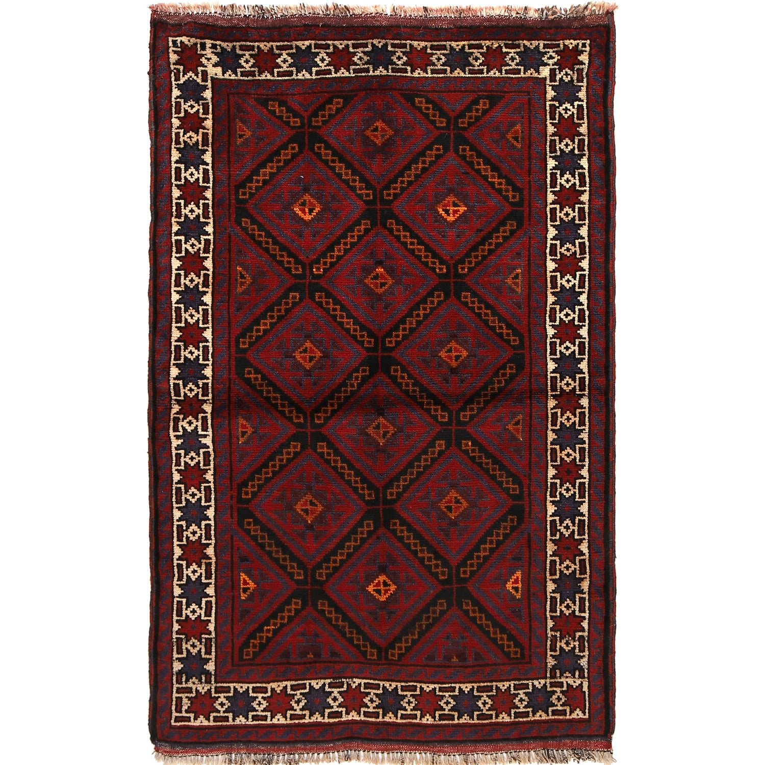 Baluchi Rug Handmade Multi Geometric 3x5 ft