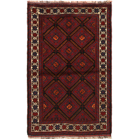 Baluchi Rug Handmade Multi Geometric 3x5 ft