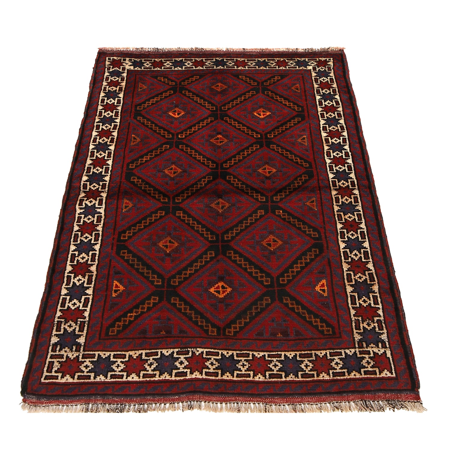 Baluchi Rug Handmade Multi Geometric 3x5 ft