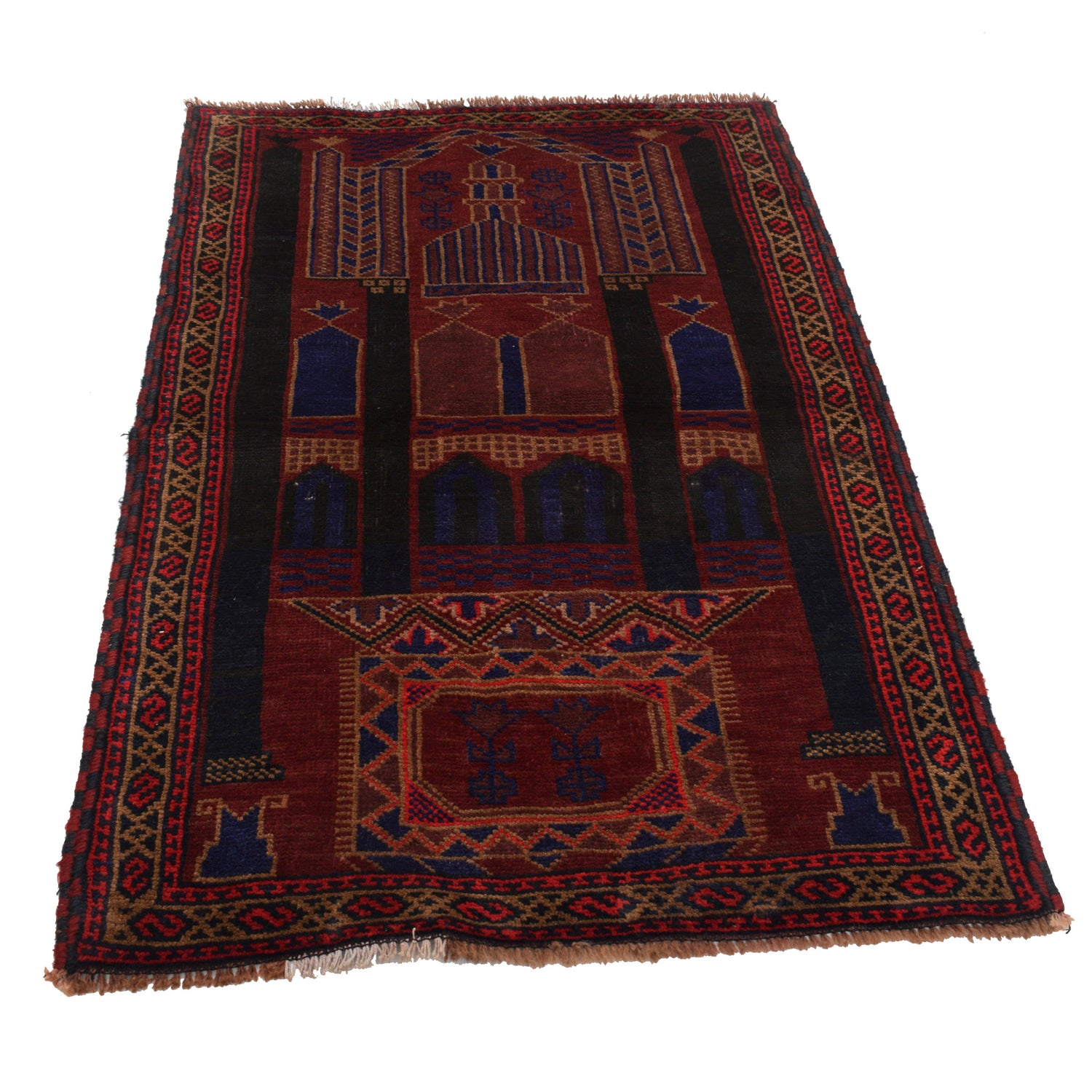 Baluchi Rug Handmade Multi Prayer Design 3x5 ft