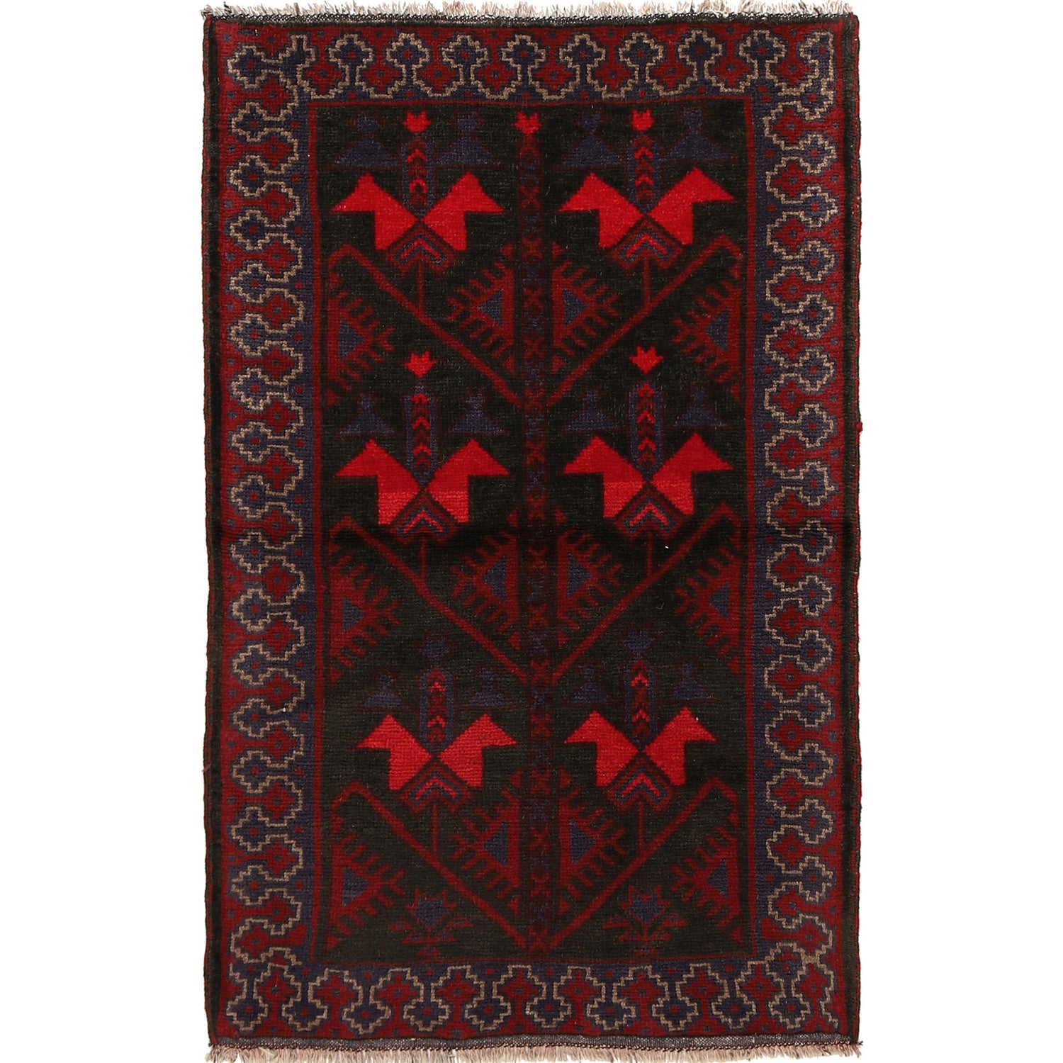 Baluchi Rug Handmade Multi Floral 3x5 ft
