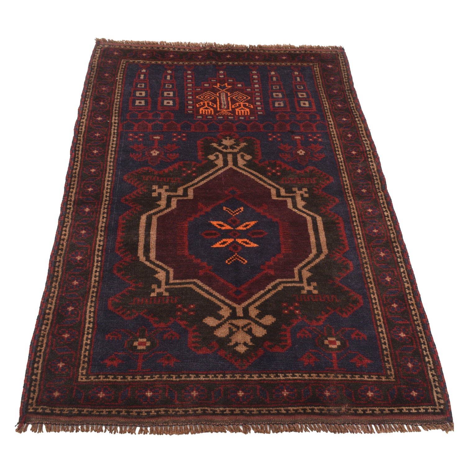 Baluchi Rug Handmade Multi Prayer Design 3x5 ft