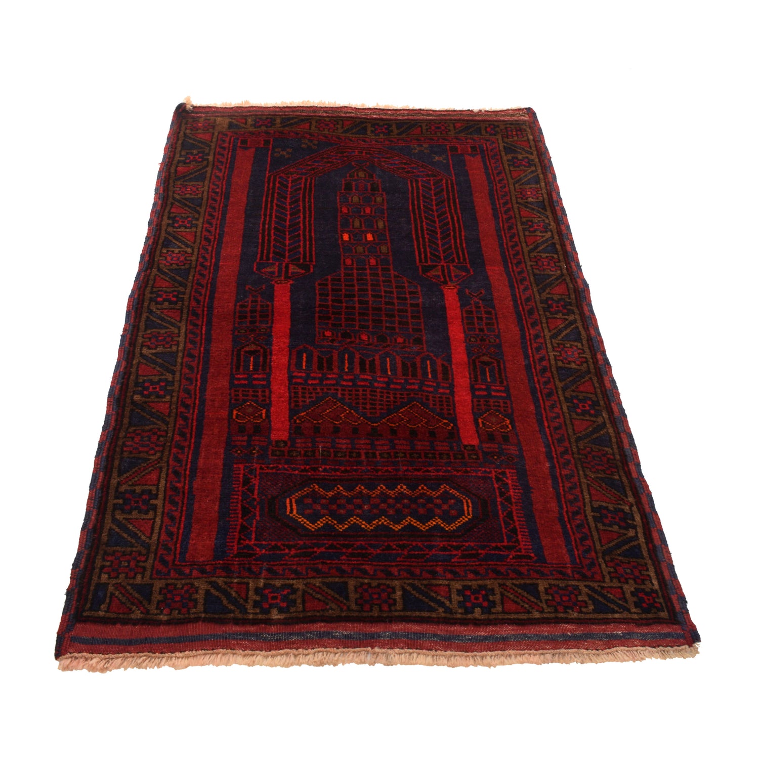 Baluchi Rug Handmade Multi Prayer Design 3x5 ft