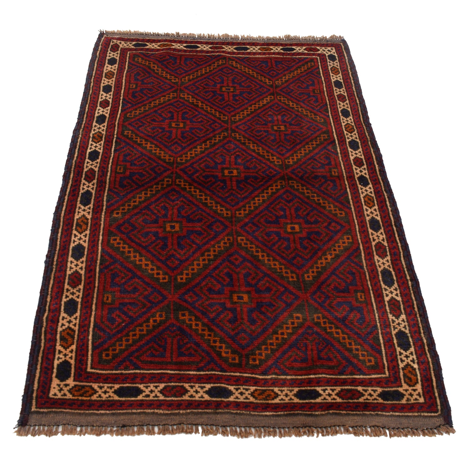 Baluchi Rug Handmade Multi Geometric 3x5 ft