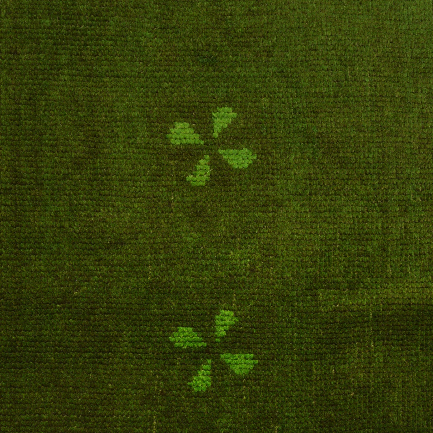 Overdyed Area Rug Handmade Green Geometric 2x4 ft