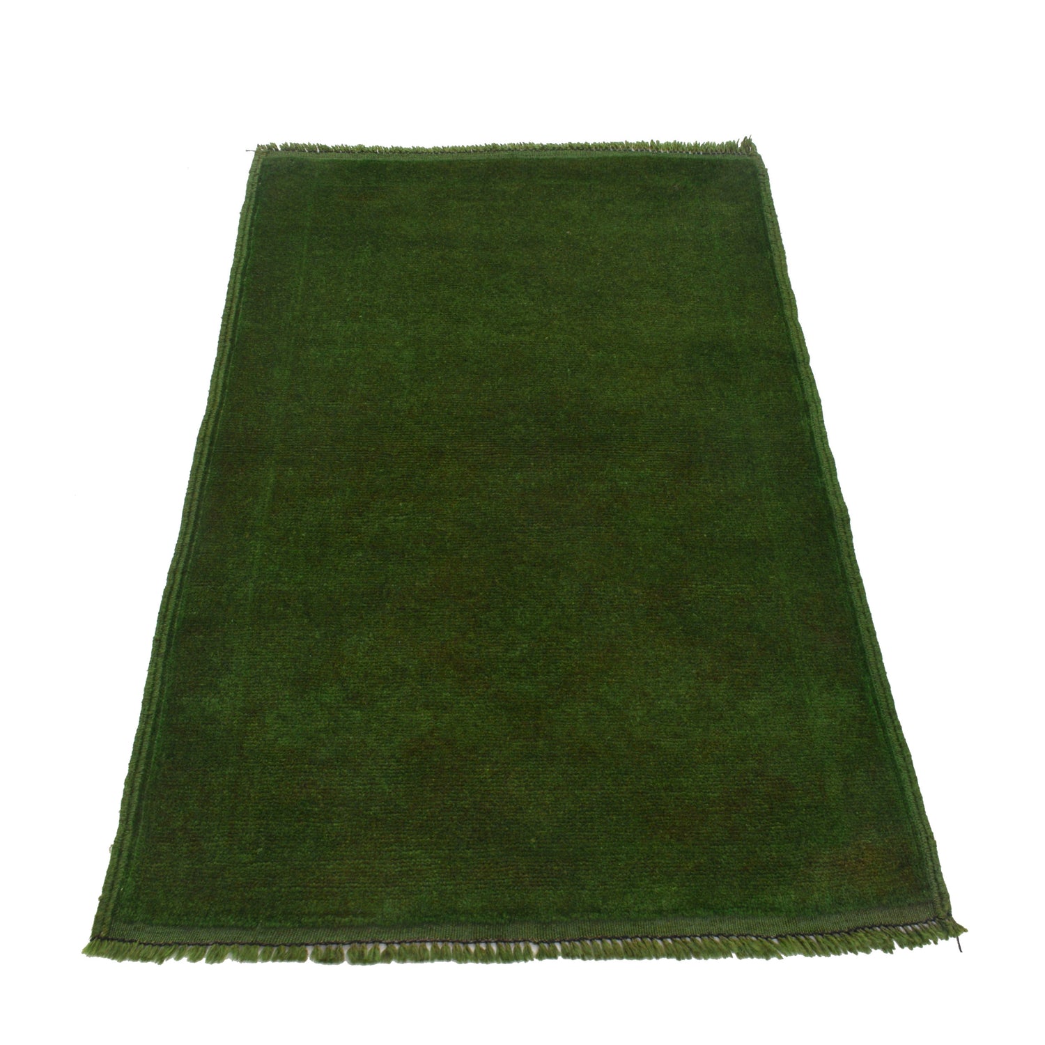 Overdyed Area Rug Handmade Green Geometric 3x5 ft