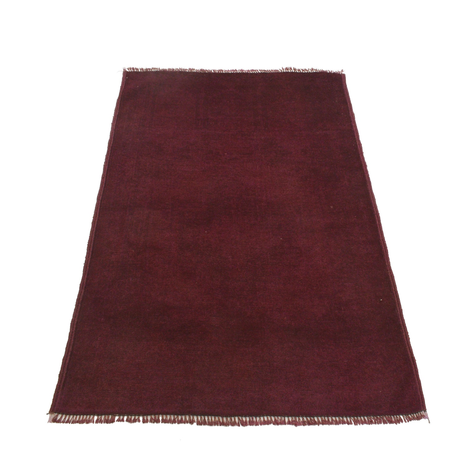 Overdyed Area Rug Handmade Purple Geometric 2x4 ft