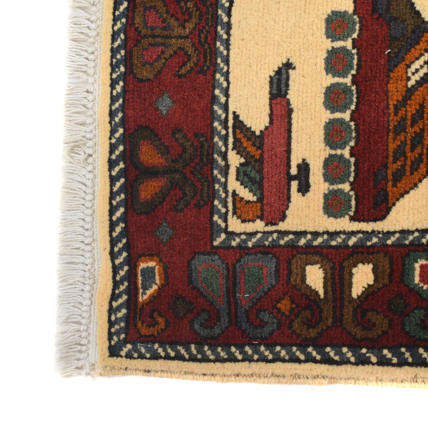 War Area Rug Handmade Ivory Tank 2x4 ft
