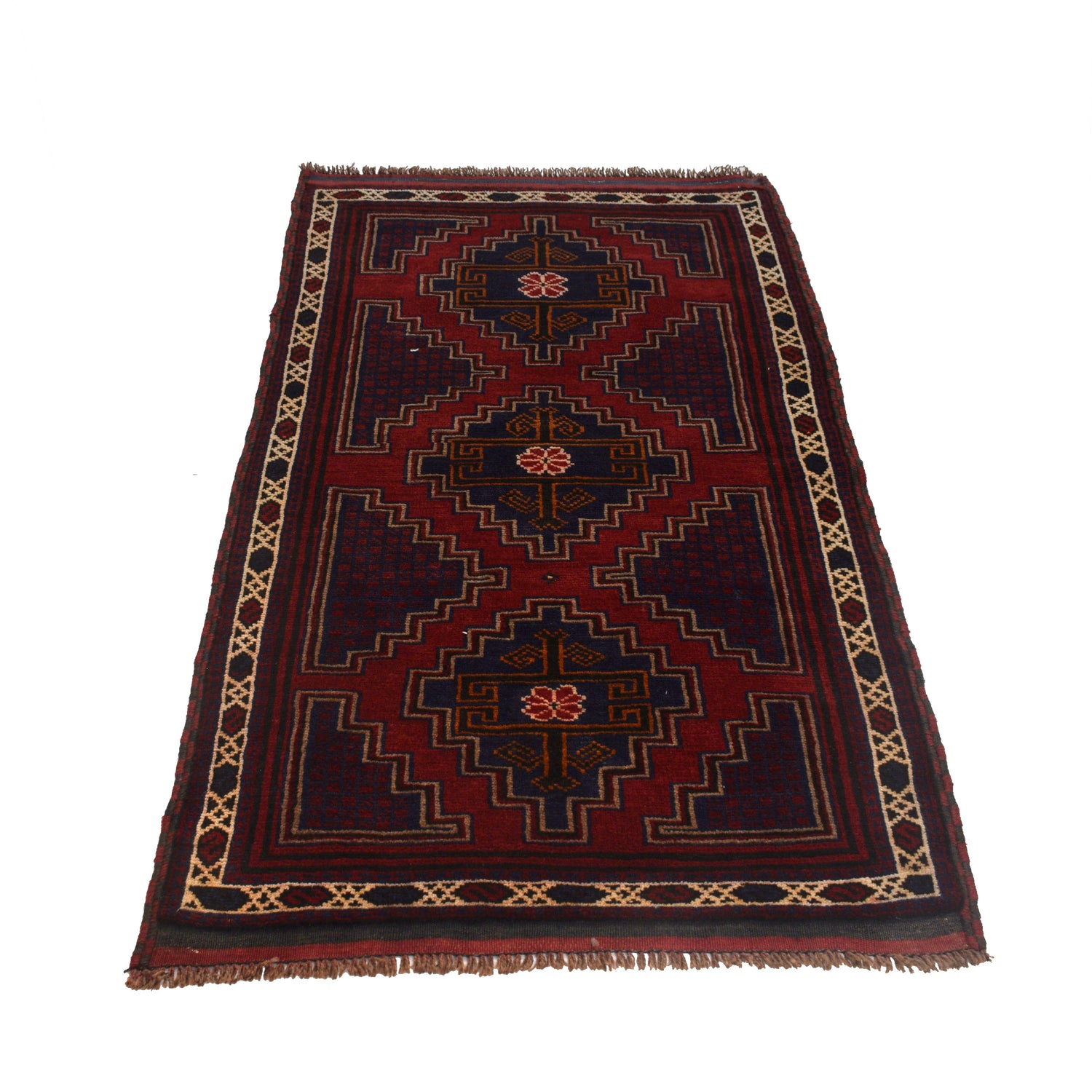 Baluchi Rug Handmade Red Floral 3x5 ft