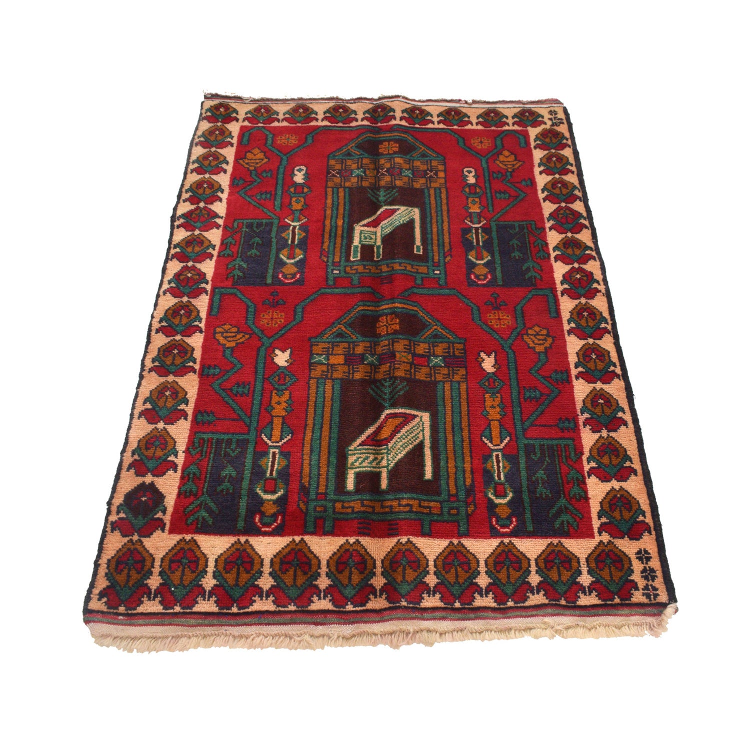 Baluchi Rug Handmade Multi Geometric 3x5 ft