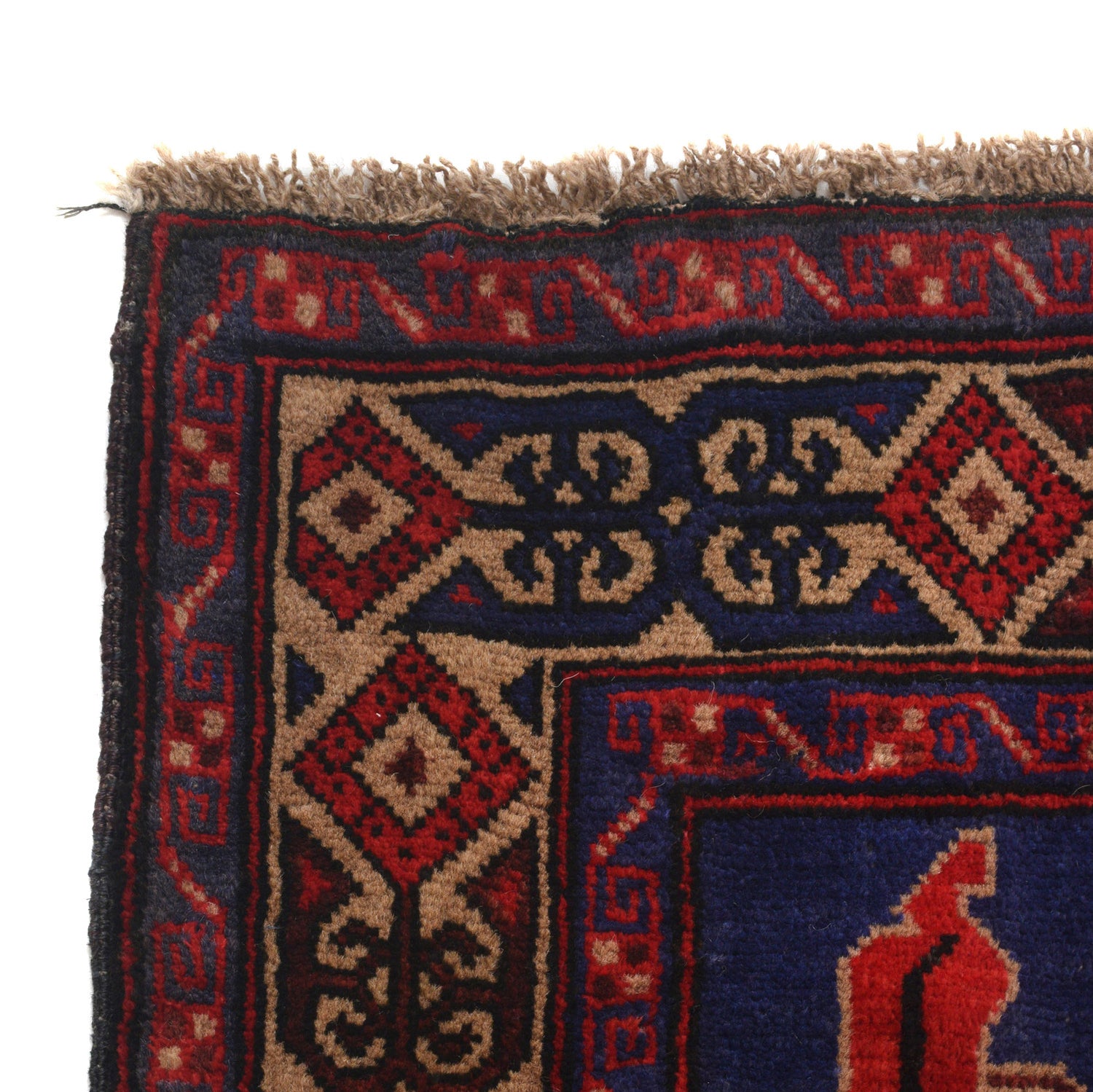 Baluchi Rug Handmade Blue Geometric 2x4 ft
