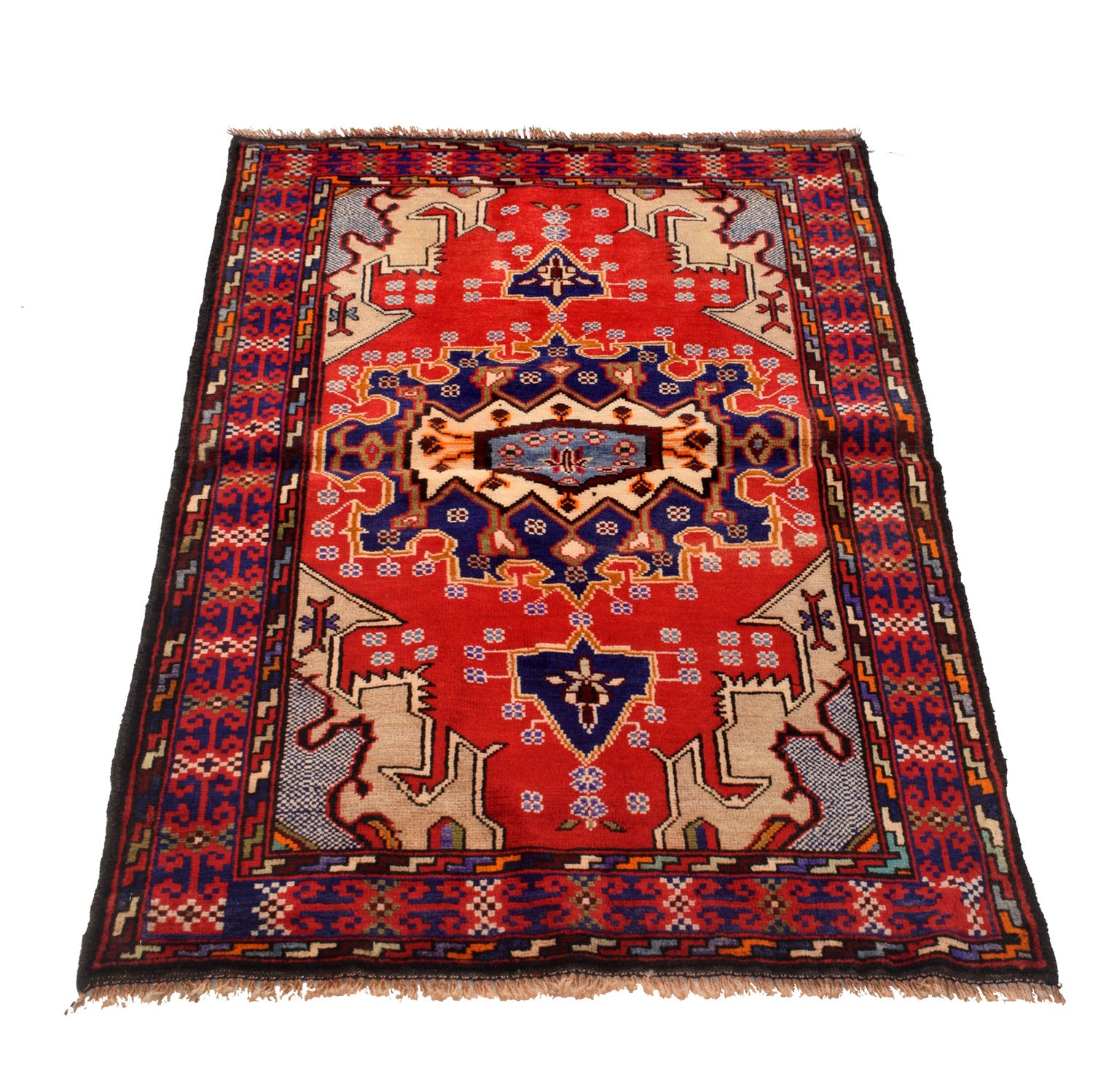 Baluchi Rug Handmade Multi Geometric 2x4 ft