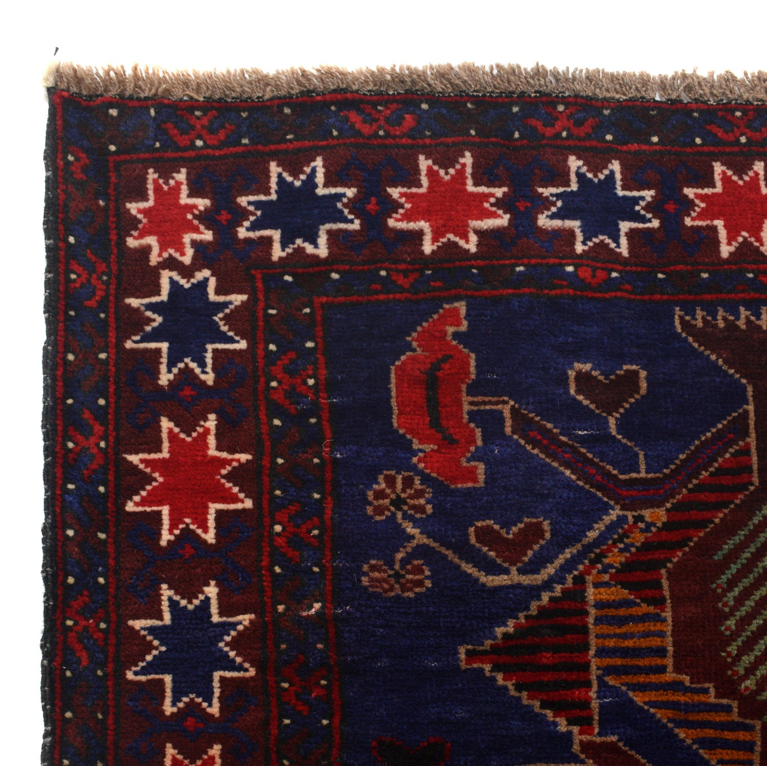 Baluchi Rug Handmade Blue Geometric 2x4 ft