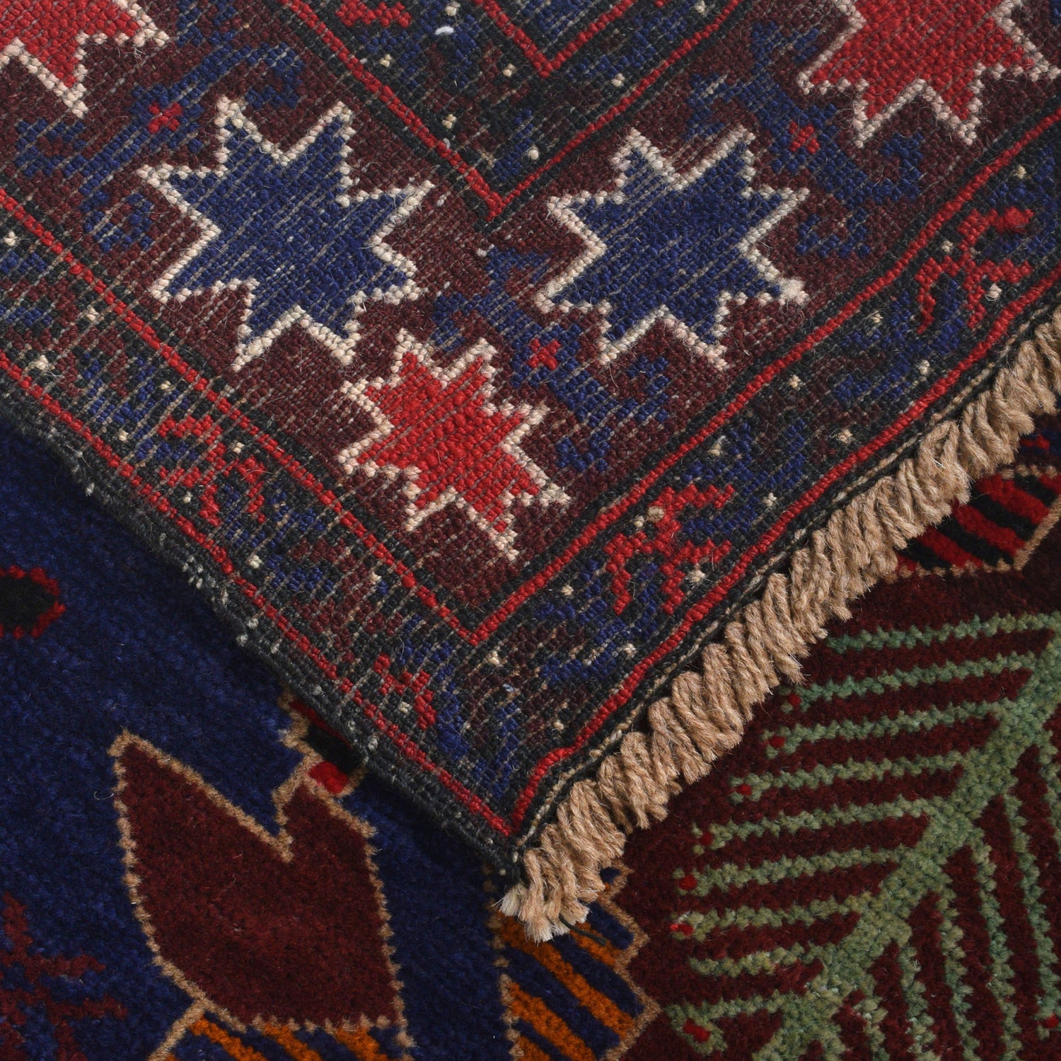Baluchi Rug Handmade Blue Geometric 2x4 ft