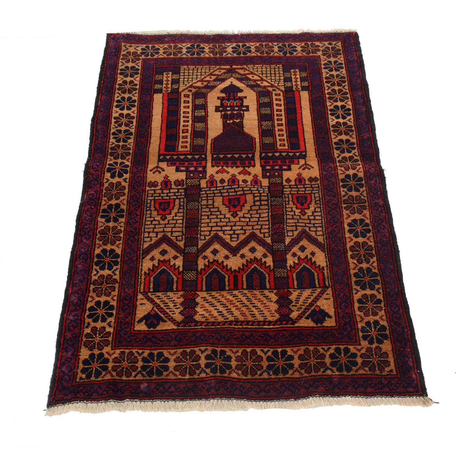 Baluchi Rug Handmade Multi Prayer Design 2x4 ft