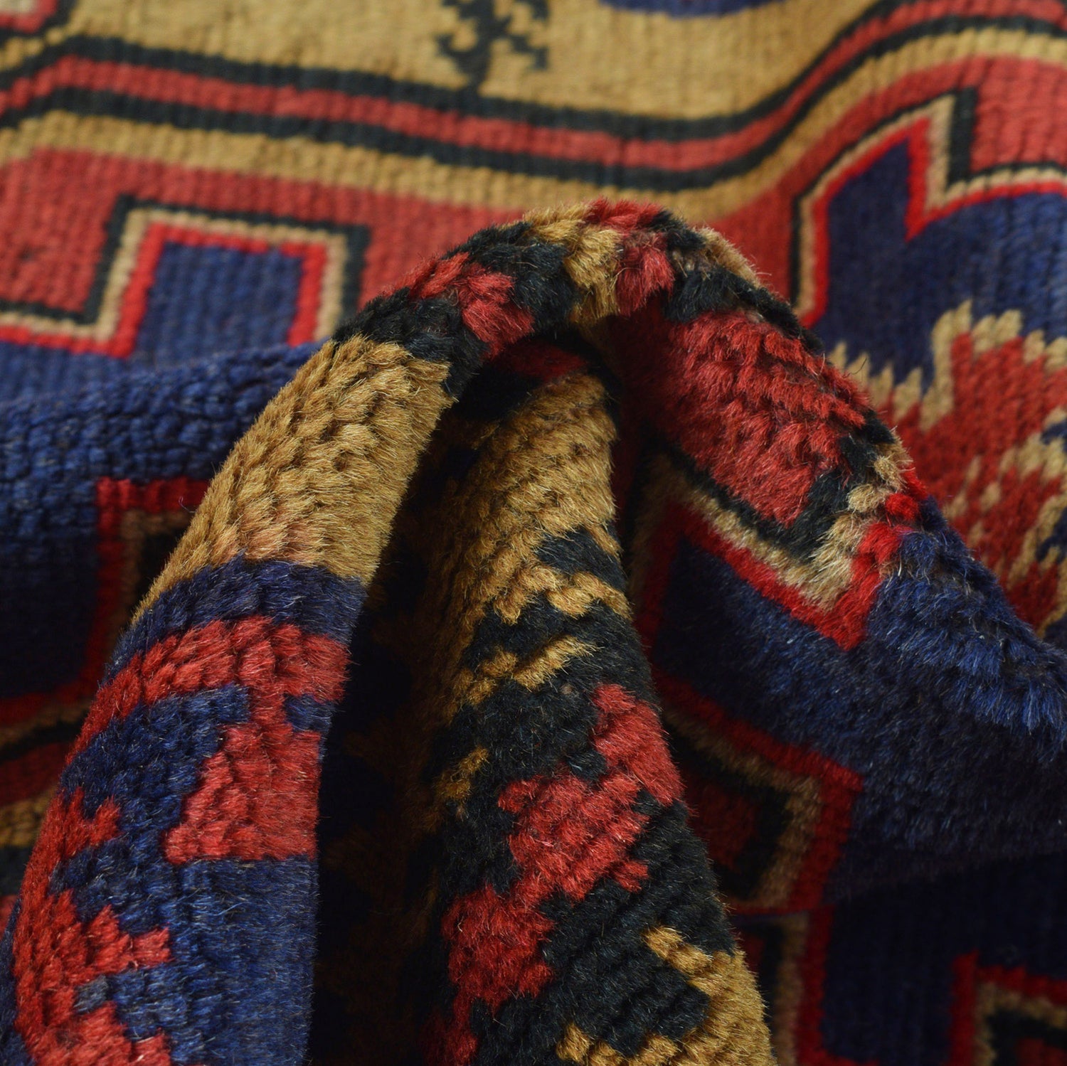 Baluchi Rug Handmade Navy Blue Geometric 3x5 ft