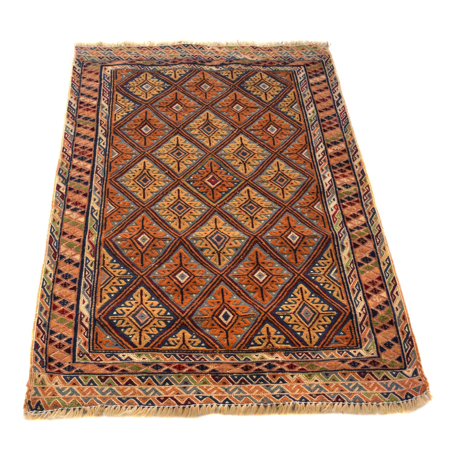 Nakhunak Kilim Area Rug Handmade Multi Geometric 2x4 ft
