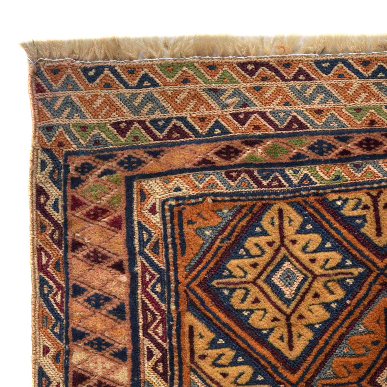 Nakhunak Kilim Area Rug Handmade Multi Geometric 2x4 ft