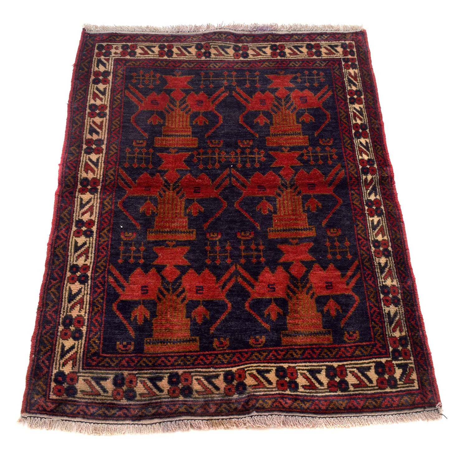 Baluchi Rug Handmade Multi Geometric 2x4 ft