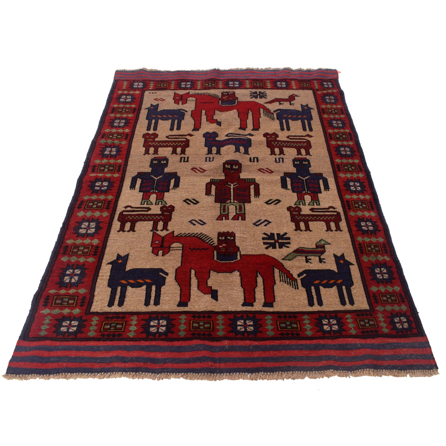 Pictorial Rug Handmade Multi Design