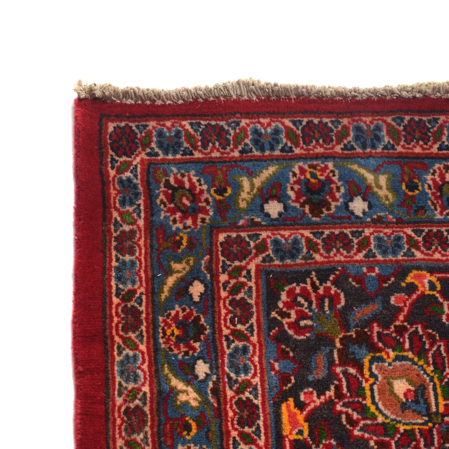 Kashan Area Rug Handmade Deep Red Medallion 10x13 ft