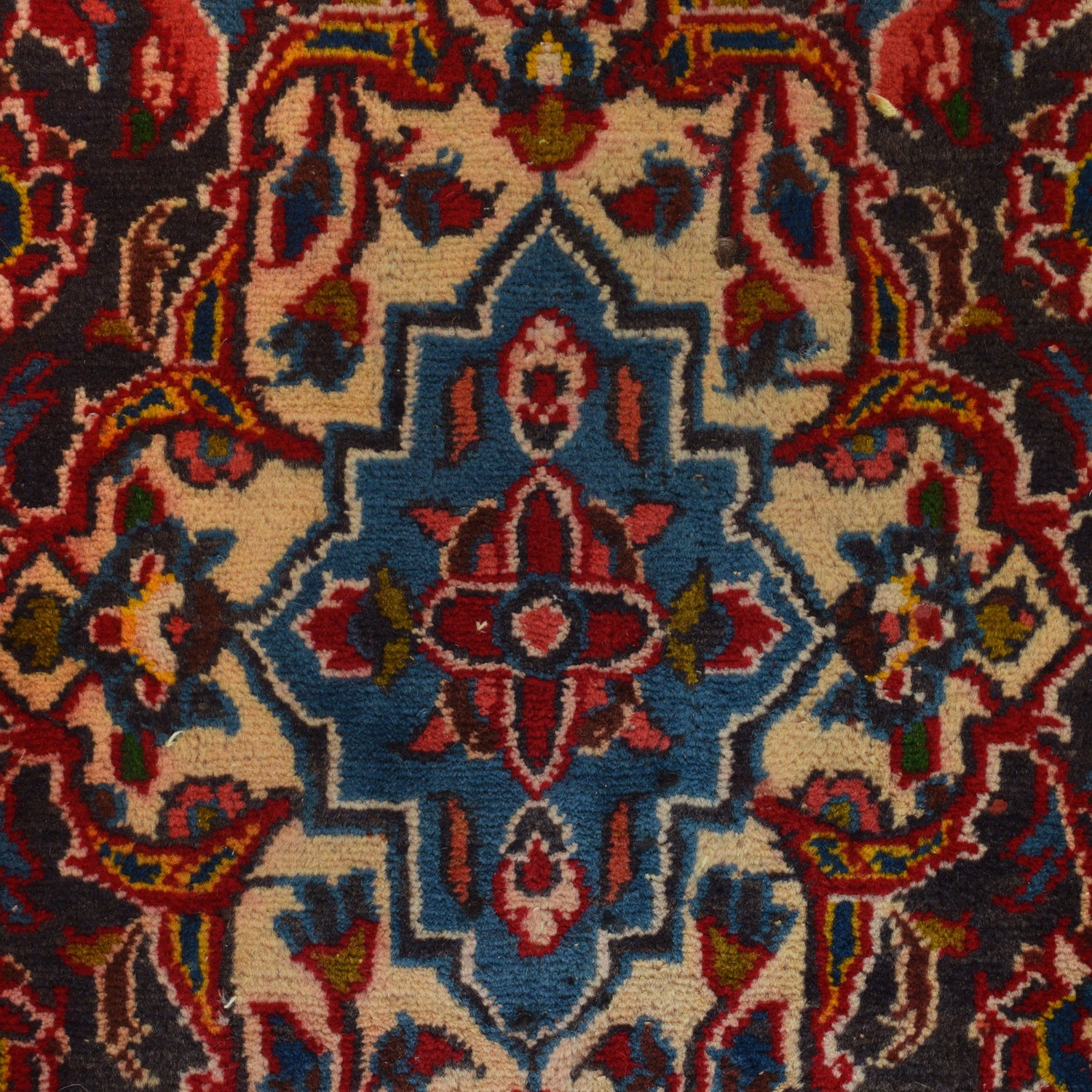 Kashan Area Rug Handmade Deep Red Medallion 10x13 ft