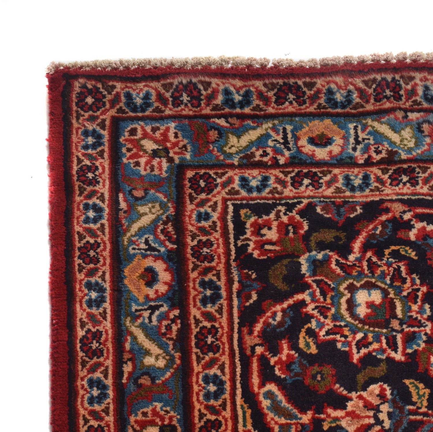 Kashan Area Rug Handmade Deep Red Medallion 10x13 ft