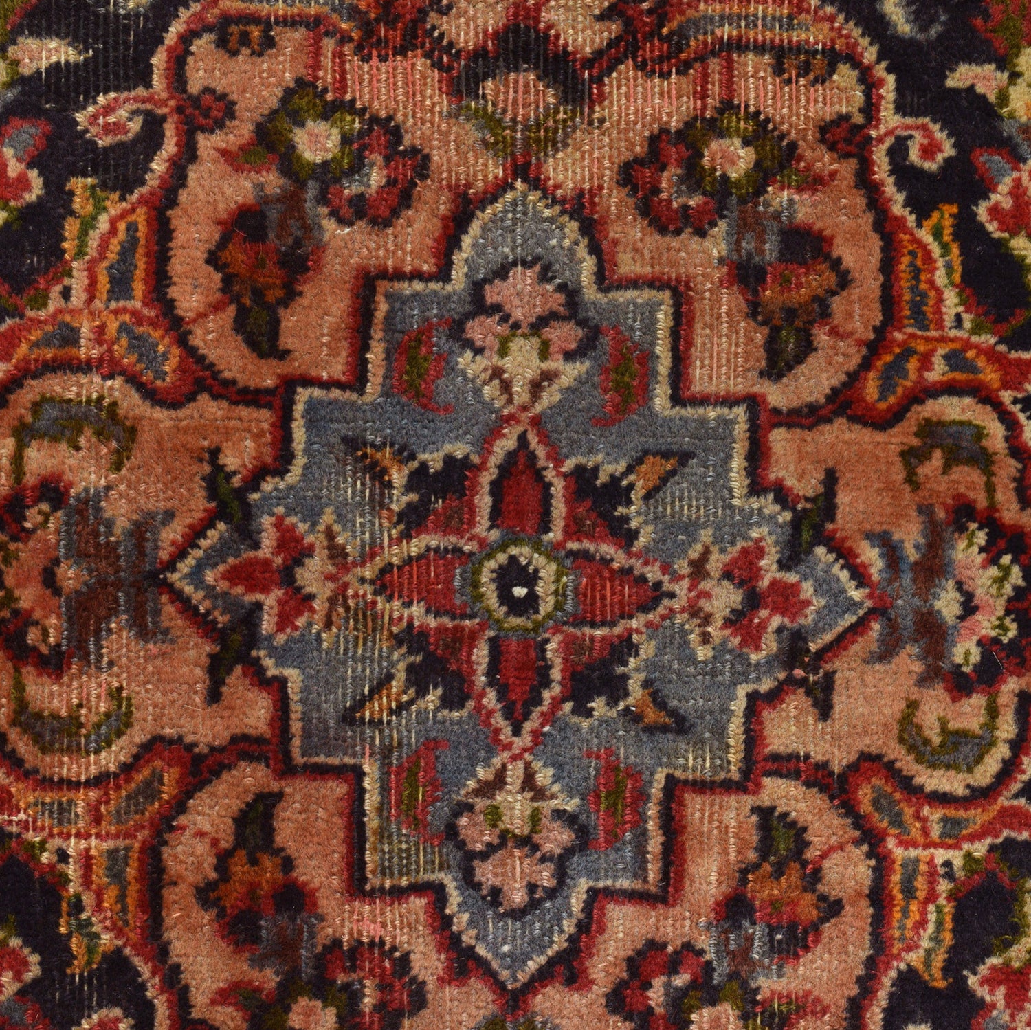 Kashan Area Rug Handmade Deep Red Medallion 10x13 ft