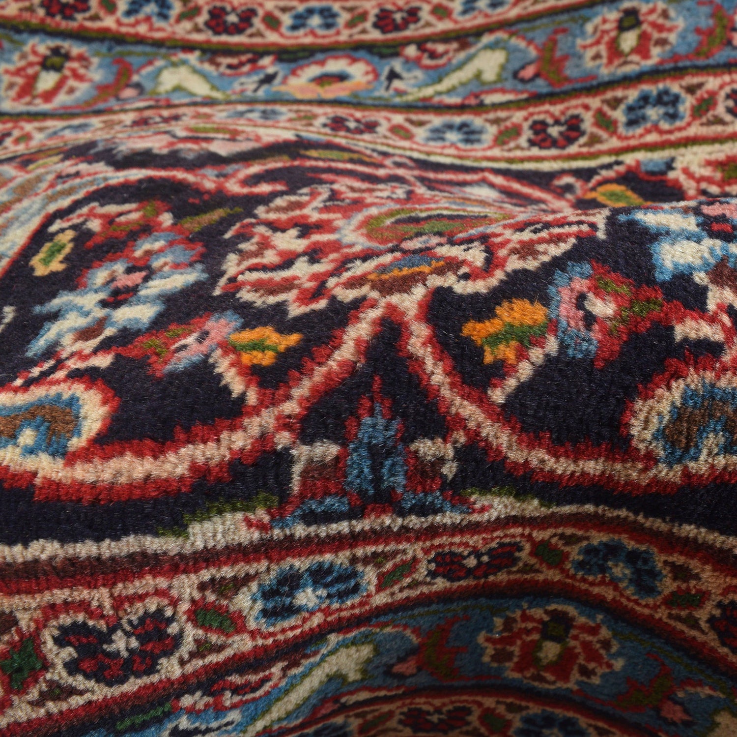 Kashan Area Rug Handmade Deep Red Medallion 10x13 ft